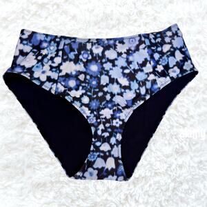 NWT GANNI High Waist Bikini Bottom Floral Swim Swimsuit Blue Phantom EU 36 | S 4